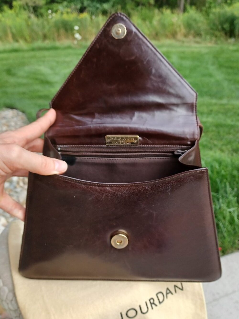 Vintage Charles Jourdan Cross-Body Bag Brown Leather Shoulder Handbag 1970/80s - Picture 9 of 14